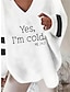 cheap Women&#039;s Hoodies &amp; Sweatshirts-Women&#039;s T shirt Tee Letter Print Casual Basic Long Sleeve V Neck Black Fall &amp; Winter