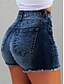 abordables Shorts de mujer-Mujer Vaqueros Chinos Mezclilla Borlas Bolsillo Corte alto Alta cintura Corto Negro Verano