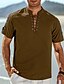 abordables Vacances-Homme Chemise Chemise en lin Chemise Décontractée Chemise de Plage Uni Vacances Hawaïen Noir Blanche Bleu Marron Manche Courte Col montant Printemps &amp; Été Vêtement Tenue Basique