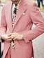 levne Obleky-světle modré růžové pánské seersucker obleky jaro léto plážové svatební obleky 2dílný proužkovaný oblek standardní střih jednořadý dvouknoflíkový 2024