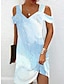 halpa Kuvioidut mekot-Naisten Slip Mekko Ombre Marmoriprintti Painettu Olkaimellinen Mini mekko Päivittäin Lyhythihainen Kesä Kevät