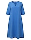 זול שמלות פשוטות-שמלת משמרת לנשים שמלה באורך הברך ירוק כחול ורוד צהוב חצי שרוול צבע טהור טלאים אביב קיץ V צוואר בסיסי קז&#039;ואל 2023 s m l xl xxl 3xl 4xl 5xl