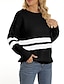 cheap Sweaters-Women&#039;s Pullover Sweater Jumper Crew Neck Ribbed Knit Acrylic Patchwork Summer Spring Daily Going out Weekend Stylish Casual Soft Long Sleeve Striped Black White Pink S M L