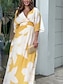 cheap Print Dresses-Women&#039;s Chiffon A Line Dress Floral Print V Neck Maxi long Dress Daily Date Half Sleeve Summer Spring