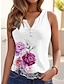 preiswerte Tank-Shirts &amp; kurze Jäckchen für Damen-Damen Tank Top Blumen Casual Festtage Taste Bedruckt Hellgrün Ärmellos Basic V Ausschnitt