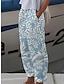 abordables bas graphiques-Femme Pantalon baggy Mélange de Lin &amp; Coton Imprimer Taille médiale Toute la longueur Jaune clair Eté