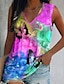 cheap Tank Tops &amp; Camis-Women&#039;s Tank Top Butterfly Tie Dye Print Vacation Stylish Sleeveless V Neck Fuchsia Summer