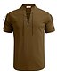 abordables Vacances-Homme Chemise Chemise en lin Chemise Décontractée Chemise de Plage Uni Vacances Hawaïen Noir Blanche Bleu Marron Manche Courte Col montant Printemps &amp; Été Vêtement Tenue Basique