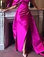cheap Evening Dresses-Mermaid / Trumpet Evening Gown Sexy Dress Summer Court Train Sleeveless One Shoulder Fall Wedding Reception Satin with Ruched Slit 2024