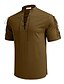 abordables Vacances-Homme Chemise Chemise en lin Chemise Décontractée Chemise de Plage Uni Vacances Hawaïen Noir Blanche Bleu Marron Manche Courte Col montant Printemps &amp; Été Vêtement Tenue Basique