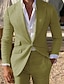 Χαμηλού Κόστους Κοστούμια λινών-πράσινο μαύρο ροζ ανδρικό λινό κοστούμι καλοκαιρινό γαμήλιο κοστούμι παραλίας 2 τεμάχια μονόχρωμα προσαρμοσμένα σε εφαρμογή μονόστομο με ένα κουμπί 2024