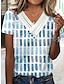 olcso Női pólók-Női Póló Grafika Napi Hétvége Gomb Nyomtatott Fekete Rövid ujjú Elegáns Divat Alap V-alakú