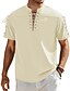 abordables Vacances-Homme Chemise Chemise en lin Chemise Décontractée Chemise de Plage Uni Vacances Hawaïen Noir Blanche Bleu Marron Manche Courte Col montant Printemps &amp; Été Vêtement Tenue Basique