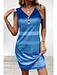 رخيصةأون فساتين منقوشة-نسائي فستان تصميم تانك ألوان متناوبة أزرار طباعة V رقبة فستان ميدي بدون كم الصيف