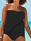 voordelige Tankini&#039;s-Dames Zwemkleding Tankini Zwempak Blote rug 2-stuks Effen Heldere kleur Basic Badpakken