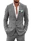 billiga Linne kostymer-herrlinnekostymer sommarstrandbröllopsdräkter 2-delad enfärgad skräddarsydd passform enkelknäppta två-knappar 2024