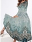 זול שמלות עם הדפס-בגדי ריקוד נשים שמלה עם כיווץ במותן פרחוני שבטי כיס דפוס צווארון עגול קצר שמלת מידי וינטאג&#039; אתני יומי חופשה שרוול ארוך קיץ אביב