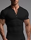 preiswerte Lässige T-Shirts für Herren-Herren T Shirt Henley Shirt Geripptes Strick-T-Shirt T-Shirt Glatt Henley Strasse Urlaub Kurze Ärmel Bekleidung Modisch Designer Basic