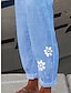 preiswerte Grafik-Unterteile-Damen Leinenhose Leinenoptik Blumen Blau Grün Modisch In voller Länge Casual