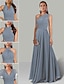 Χαμηλού Κόστους Φορέματα για Καλεσμένους σε Γάμο-Γραμμή Α Φορέματα καλεσμένων γάμου Απειρο Φόρεμα Γαμήλιο Πάρτι Φθινόπωρο Μακρύ Κοντομάνικο Λαιμός Convertible Σιφόν με Πιασίματα 2024