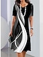 cheap Print Dresses-Women&#039;s Geometric Color Block Print Crew Neck Mini Dress Daily Short Sleeve Summer Spring