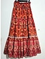 cheap Maxi Skirts-Women&#039;s Skirt Swing Bohemia Maxi High Waist Skirts Pleated Print Color Block Floral Vacation Going out Summer Cotton Polyester Vintage Retro Vintage Ethnic Casual Red Navy Blue Royal Blue