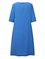 זול שמלות פשוטות-שמלת משמרת לנשים שמלה באורך הברך ירוק כחול ורוד צהוב חצי שרוול צבע טהור טלאים אביב קיץ V צוואר בסיסי קז&#039;ואל 2023 s m l xl xxl 3xl 4xl 5xl