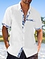 tanie Koszule bawełniane i lniane-Męskie lniana koszula Codzienna koszula Letnia koszula Koszula plażowa Czarny Biały Rumiany róż Krótki rękaw Równina Klapa Wiosna i lato Hawajskie Święto Odzież Przednia kieszeń