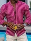 billige skjorte med knapper til mænd-Herre Skjorte Button Up skjorte Casual skjorte Sommer skjorte Strandtrøje Hot Pink Blå Grøn Langærmet Stribe Knap ned krave Daglig Ferierejse Tøj Mode Afslappet Bekvem