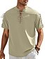abordables Vacances-Homme Chemise Chemise en lin Chemise Décontractée Chemise de Plage Uni Vacances Hawaïen Noir Blanche Bleu Marron Manche Courte Col montant Printemps &amp; Été Vêtement Tenue Basique