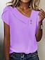 ieftine Bluze simple pentru femei-Pentru femei Cămașă Bluză Simplu Casual Elegant Epocă Modă Manșon scurt În V Alb