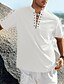 abordables Vacances-Homme Chemise Chemise en lin Chemise Décontractée Chemise de Plage Uni Vacances Hawaïen Noir Blanche Bleu Marron Manche Courte Col montant Printemps &amp; Été Vêtement Tenue Basique