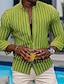 Χαμηλού Κόστους ανδρικό πουκάμισο με κουμπιά-Ανδρικά Πουκάμισο Πουκάμισο με κουμπιά Casual πουκάμισο Καλοκαιρινό πουκάμισο Πουκάμισο παραλίας Έντονο Ροζ Μπλε Πράσινο του τριφυλλιού Μακρυμάνικο Ριγέ Κουμπωτός γιακάς Καθημερινά Διακοπές Ρούχα