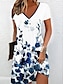 cheap Print Dresses-Women&#039;s Casual Dress Floral Print V Neck Mini Dress Daily Vacation Short Sleeve Summer Spring