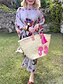 cheap Print Dresses-Women&#039;s Casual Dress Satin Dress Summer Dress Floral Print Crew Neck Flared Sleeve Midi Dress Fashion Streetwear Outdoor Daily 3/4 Length Sleeve Loose Fit Purple Summer Spring S M L XL XXL