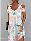 preiswerte Bedruckte Kleider-Damen skims dress Blumen Spitze Bedruckt Gurt Minikleid Täglich Verabredung Kurzarm Sommer Frühling