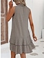 cheap Print Dresses-Women&#039;s Tank Dress Hollow Out Print Stand Collar Mini Dress Date Sleeveless Summer Spring