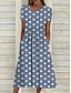 cheap Print Dresses-Women&#039;s Floral Print Crew Neck Midi Dress Daily Date Short Sleeve Summer Spring
