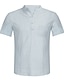 cheap Cotton Linen Shirt-Men&#039;s Shirt Linen Shirt Summer Shirt Beach Shirt White Blue Gray Short Sleeve Solid Color Stand Collar Spring &amp;  Fall Casual Daily Clothing Apparel collared shirts