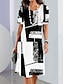 tanie Sukienki z nadrukiem-Damskie Geometryczny Kolorowy blok Nadruk Półgolf Sukienka mini Codzienny Krótki rękaw Lato Wiosna