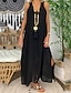 Χαμηλού Κόστους σχέδιο βαμβακερά &amp; λινά φορέματα-Γυναικεία Φόρεμα Καθημερινό φόρεμα Βαμβακερό καλοκαιρινό φόρεμα Μακρύ φόρεμα Λινό Δαντέλα Σκίσιμο Καθημερινά Λαιμόκοψη V Αμάνικο Καλοκαίρι Μπλε Λίμνης Μαύρο Σκέτο