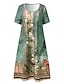 cheap Print Dresses-Women&#039;s Floral Print Crew Neck Mini Dress Ethnic Daily Short Sleeve Summer Spring