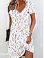 cheap Print Dresses-Women&#039;s Casual Dress Floral Print V Neck Mini Dress Daily Vacation Short Sleeve Summer Spring