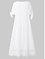abordables vestidos sencillos-Mujer Vestido blanco Encaje Retazos Escote en Pico Vestido Midi Elegante Clásico Diario Vacaciones Manga Corta Verano Primavera