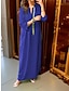 olcso sima ruhák-Női Tőke hétköznapi ruha Falevél Sima Zseb V-alakú Maxi hosszú ruha Alap Klasszikus Napi Vakáció Háromnegyedes Nyár Tavasz