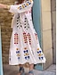 abordables Robes à motifs-Femme Floral Bouton Imprimer Col de Chemise Robe longue maxi Manches 3/4 Eté Printemps