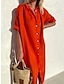 Χαμηλού Κόστους ντιζάιν πουκάμισα-Γυναικεία Φόρεμα πουκαμίσα Καθημερινό φόρεμα Μίντι φόρεμα Καθημερινά Βαμβάκι Καθημερινό Κολάρο Πουκαμίσου Κουμπί Κοντομάνικο Καλοκαίρι Άνοιξη Φθινόπωρο 2023 Χαλαρή Εφαρμογή