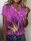 billige T-skjorter til kvinner-Dame T skjorte Grafisk Daglig Helg Knapp Trykt mønster Rosa Kortermet Grunnleggende V-hals