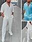 baratos camisas masculinas casuais-Homens Camisa Social 2 Peças Conjunto de camisa Camisa casual Branco Azul Manga Curta Tecido Lapela Rua Férias Básico Roupa Moda Lazer