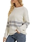 cheap Sweaters-Women&#039;s Pullover Sweater Jumper Crew Neck Ribbed Knit Acrylic Patchwork Summer Spring Daily Going out Weekend Stylish Casual Soft Long Sleeve Striped Black White Pink S M L